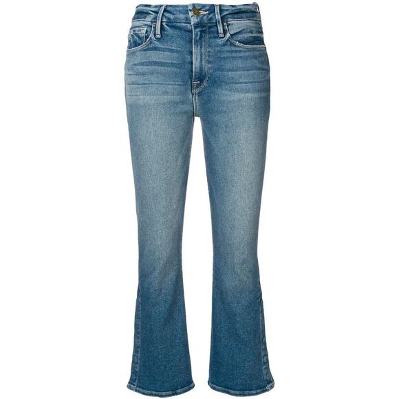 FRAME Le Crop Mini Boot Jeans Button Flare Detail Sz 28 EUC $315 MSRP Alta Pura - Picture 4 of 9